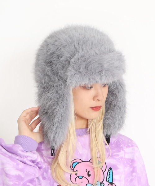 PUNYUS（プニュズ）の「もふもふフライトキャップ（キャップ・レディース・ホワイト/ベージュ/ブラック/グレー・FREE）」の4枚目の写真