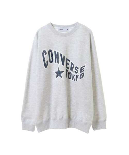 CONVERSE TOKYO（コンバーストウキョウ）の「【限定展開】FLAG LOGO PRINT SWEAT（スウェット・レディース・杢グレー/ブラック/サックスブルー・MEDIUM/SMALL）」の3枚目の写真