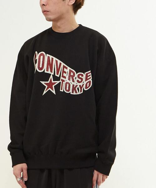 CONVERSE TOKYO（コンバーストウキョウ）の「【限定展開】FLAG LOGO PRINT SWEAT（スウェット・レディース・杢グレー/ブラック/サックスブルー・MEDIUM/SMALL）」の4枚目の写真