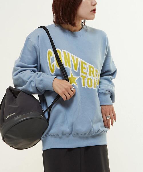 CONVERSE TOKYO（コンバーストウキョウ）の「【限定展開】FLAG LOGO PRINT SWEAT（スウェット・レディース・杢グレー/ブラック/サックスブルー・MEDIUM/SMALL）」の6枚目の写真