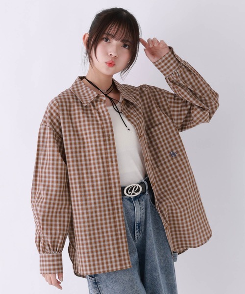 repipi armario（レピピ アルマリオ）の「チェックルーズシャツ（シャツ/ブラウス・キッズ・ブラウン系/ブルー系・SMALL/MEDIUM/LARGE）」の2枚目の写真