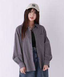 未使用品 ミ アルマリオ Mi Armario シャツ ブラウス 長袖 チェック柄 ビジュー F ネイビー 紺 /YM8 レディース other - ミ アルマリオ シャツ ブラウス 長袖 チェック柄