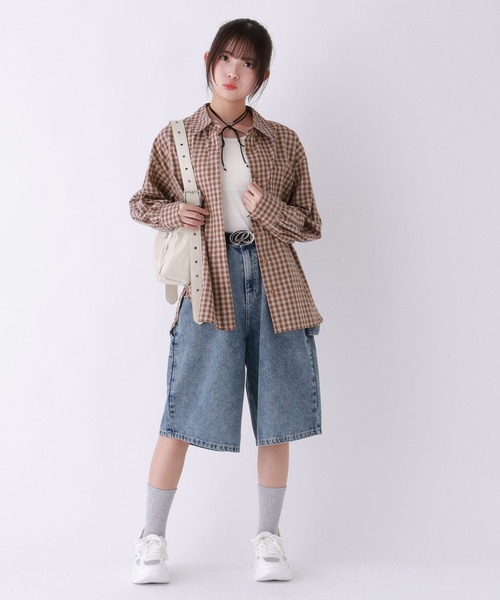 repipi armario（レピピ アルマリオ）の「チェックルーズシャツ（シャツ/ブラウス・キッズ・ブラウン系/ブルー系・SMALL/MEDIUM/LARGE）」の3枚目の写真