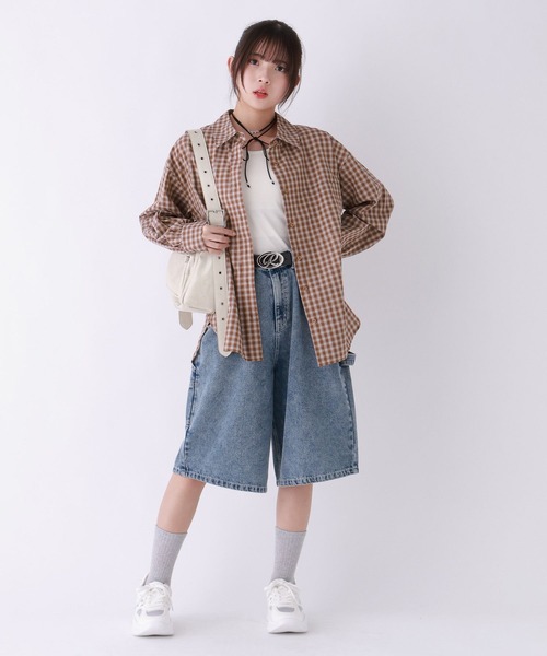 repipi armario（レピピ アルマリオ）の「チェックルーズシャツ（シャツ/ブラウス・キッズ・ブラウン系/ブルー系・SMALL/MEDIUM/LARGE）」の4枚目の写真