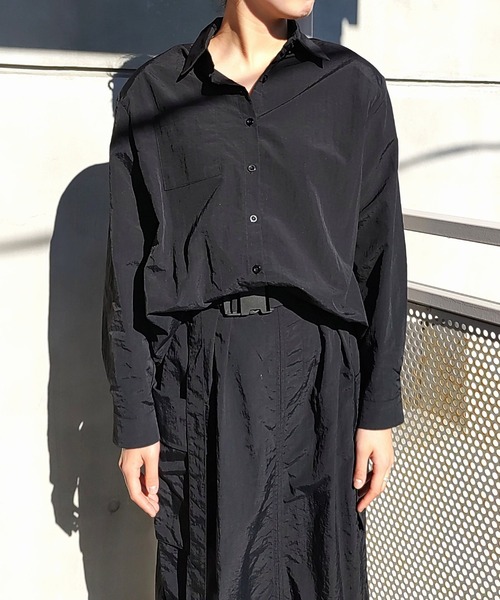 Q（キュー）の「ミリタリーシャツ（シャツ/ブラウス・レディース・ベージュ/ブラック・MEDIUM）」の5枚目の写真