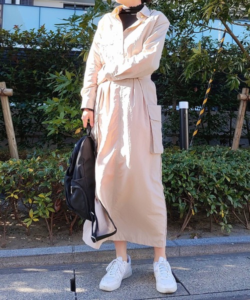 Q（キュー）の「ミリタリーシャツ（シャツ/ブラウス・レディース・ベージュ/ブラック・MEDIUM）」の4枚目の写真