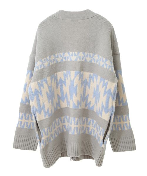 CRAFT STANDARD BOUTIQUE（クラフトスタンダードブティック）の「オルテガ柄ニットカーディガン（カーディガン/ボレロ・レディース・グリーン/サックスブルー/ベージュ/チャコールグレー・FREE）」の8枚目の写真