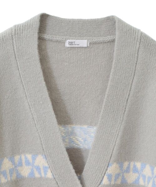 CRAFT STANDARD BOUTIQUE（クラフトスタンダードブティック）の「オルテガ柄ニットカーディガン（カーディガン/ボレロ・レディース・グリーン/サックスブルー/ベージュ/チャコールグレー・FREE）」の9枚目の写真