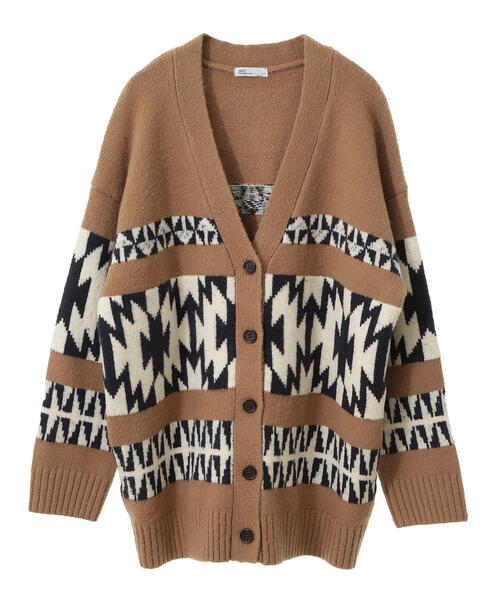 CRAFT STANDARD BOUTIQUE（クラフトスタンダードブティック）の「オルテガ柄ニットカーディガン（カーディガン/ボレロ・レディース・グリーン/サックスブルー/ベージュ/チャコールグレー・FREE）」の15枚目の写真