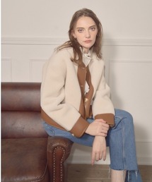 Meline M（メリンエム）の「Leather trimming micro boa JK レザートリミングマイクロボアジャケット（ブルゾン）」