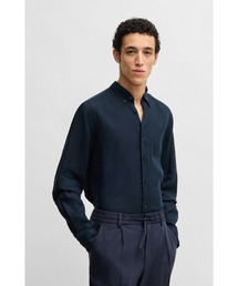 BOSS ボス★リネンブレンド スウェットシャツ ティッピング BOSS - リネンブレンド スウェットシャツ ティッピング - ダーク