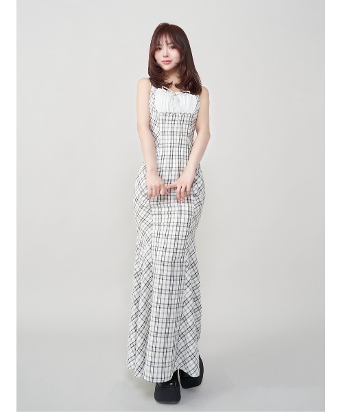 定価１万円 ミルクティー♡ブロックチェックティアードロングワンピース ミルクティーMilkteaジェシカ・ブロックチェックコットン
