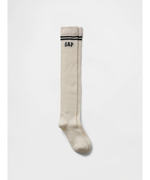 GAP（ギャップ）の「GAPロゴ ニーハイ ブーツソックス (キッズ)（ソックス/靴下・キッズ・オフホワイト/ブラック・S/L/M）」の2枚目の写真