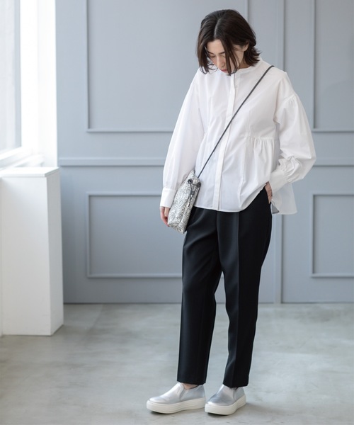 OPAQUE.CLIP（オペークドットクリップ）の「バンドカラーペプラムシャツ【洗濯機洗い可】（シャツ/ブラウス・レディース・パープル/ホワイト/ブルー系7/ホワイト系3・38/40/36/42）」の13枚目の写真