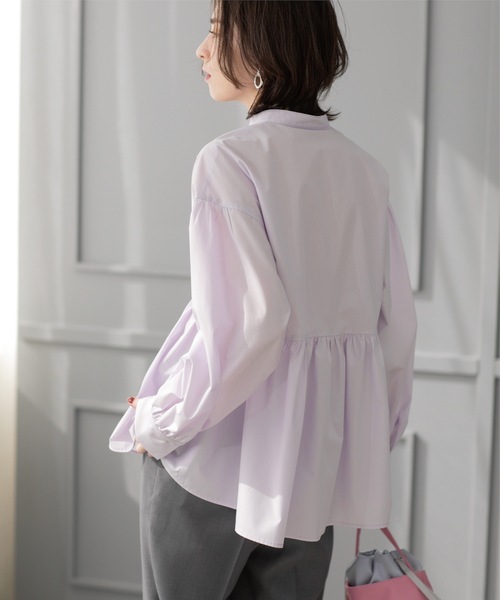 OPAQUE.CLIP（オペークドットクリップ）の「バンドカラーペプラムシャツ【洗濯機洗い可】（シャツ/ブラウス・レディース・パープル/ホワイト/ブルー系7/ホワイト系3・38/40/36/42）」の17枚目の写真