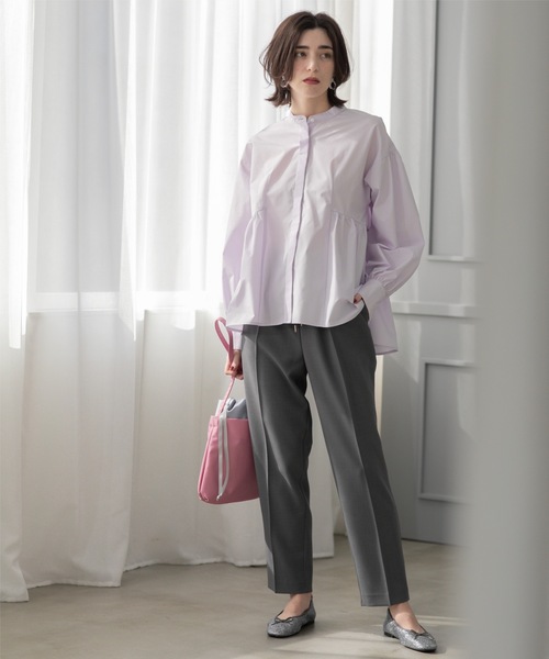 OPAQUE.CLIP（オペークドットクリップ）の「バンドカラーペプラムシャツ【洗濯機洗い可】（シャツ/ブラウス・レディース・パープル/ホワイト/ブルー系7/ホワイト系3・38/40/36/42）」の18枚目の写真
