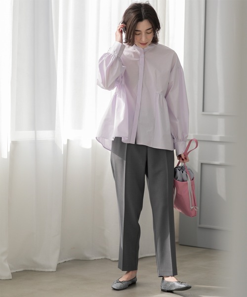 OPAQUE.CLIP（オペークドットクリップ）の「バンドカラーペプラムシャツ【洗濯機洗い可】（シャツ/ブラウス・レディース・パープル/ホワイト/ブルー系7/ホワイト系3・38/40/36/42）」の19枚目の写真