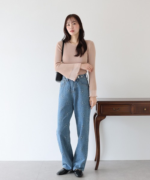 BLUEEAST(ブルーイースト)の「シアースリーブリブニット(ニット/セーター・レディース・ホワイト/グレー/ピンクベージュ/ブラック・MEDIUM)」の18枚目の写真