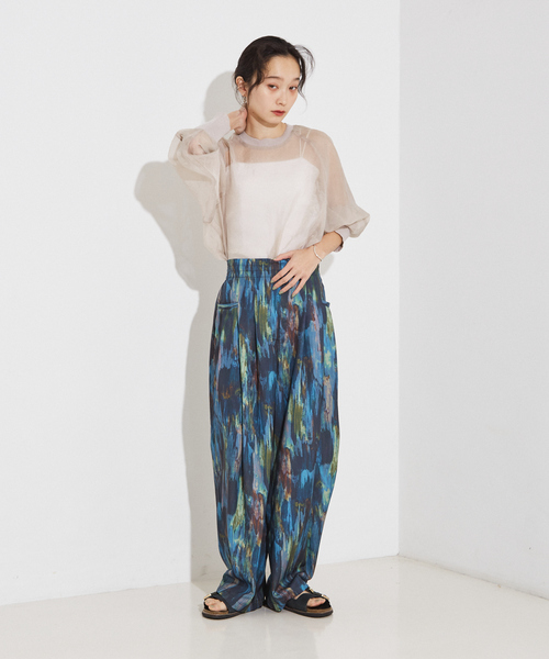 NOMINE(ノミネ)の「水彩アート ニュアンス柄 タックパンツ(その他パンツ・レディース・オレンジ/グリーン/グレイッシュブルー/その他1/その他2/その他3/その他・S/M)」の10枚目の写真