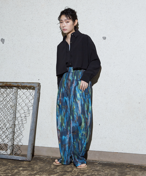 NOMINE(ノミネ)の「水彩アート ニュアンス柄 タックパンツ(その他パンツ・レディース・オレンジ/グリーン/グレイッシュブルー/その他1/その他2/その他3/その他・S/M)」の11枚目の写真