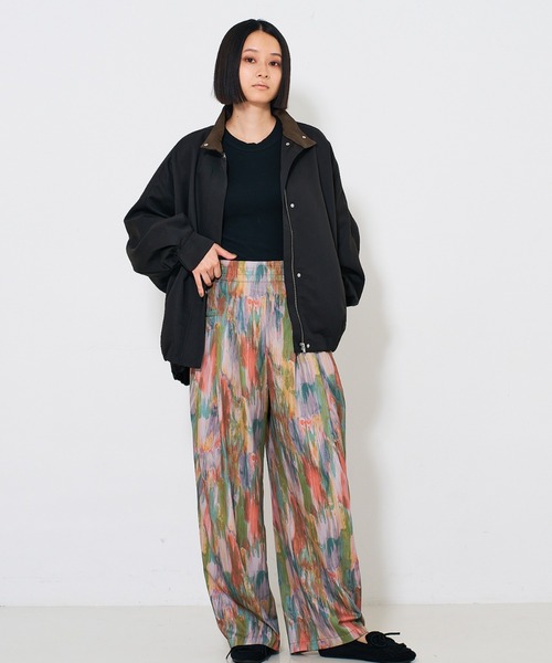 ニュースペーパー柄パンツ♡00 水彩アート ニュアンス柄 タックパンツ（その他パンツ）｜NOMINE