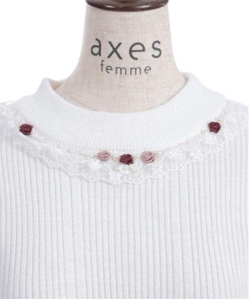 axes femme(アクシーズファム)の「バラボトルネックニットプルオーバー(ニット/セーター・レディース・キナリ/ピンク/ラベンダー/ネイビー・FREE)」の6枚目の写真