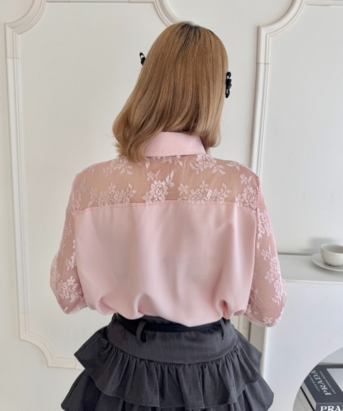 Loueme(ルエム)の「レース切り替えシャツブラウス(シャツ/ブラウス・レディース・ブラック/ホワイト/ピンク・FREE)」の7枚目の写真
