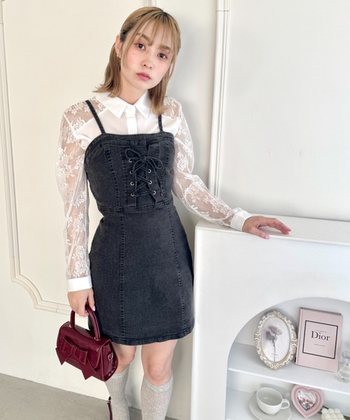 Loueme(ルエム)の「レース切り替えシャツブラウス(シャツ/ブラウス・レディース・ブラック/ホワイト/ピンク・FREE)」の13枚目の写真