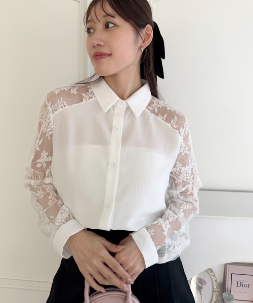 Loueme(ルエム)の「レース切り替えシャツブラウス(シャツ/ブラウス・レディース・ブラック/ホワイト/ピンク・FREE)」の15枚目の写真