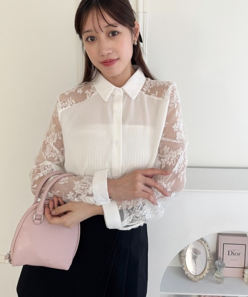 Loueme(ルエム)の「レース切り替えシャツブラウス(シャツ/ブラウス・レディース・ブラック/ホワイト/ピンク・FREE)」の17枚目の写真