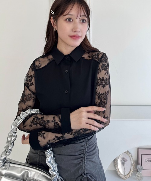 Loueme(ルエム)の「レース切り替えシャツブラウス(シャツ/ブラウス・レディース・ブラック/ホワイト/ピンク・FREE)」の20枚目の写真