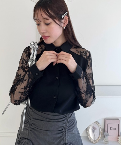 Loueme(ルエム)の「レース切り替えシャツブラウス(シャツ/ブラウス・レディース・ブラック/ホワイト/ピンク・FREE)」の21枚目の写真