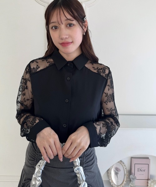 Loueme(ルエム)の「レース切り替えシャツブラウス(シャツ/ブラウス・レディース・ブラック/ホワイト/ピンク・FREE)」の22枚目の写真