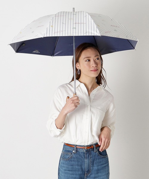 POLO RALPH LAUREN(ポロ ラルフ ローレン)の「遮光 晴雨兼用 日傘 "ストライプ&ロゴ"(長傘・レディース・ダークブルー/オフホワイト/ネイビー・FREE)」の6枚目の写真