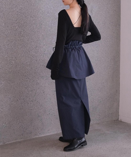 AKTE（アクテ）の「ペプラムIラインスカート（スカート・レディース・ネイビー/ライム・1/2）」の18枚目の写真