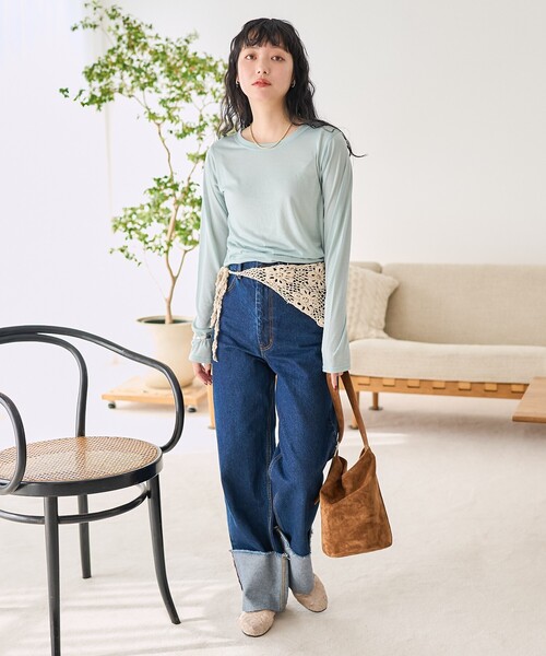 FREAK'S STORE（フリークスストア）の「インド マルチウェイ レース フラワークロシェスカーフ S（バンダナ/スカーフ・レディース・ブラック/ワインレッド/ベージュ・ﾌﾘ-）」の18枚目の写真