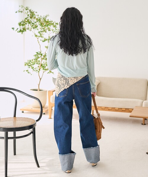 FREAK'S STORE（フリークスストア）の「インド マルチウェイ レース フラワークロシェスカーフ S（バンダナ/スカーフ・レディース・ブラック/ワインレッド/ベージュ・ﾌﾘ-）」の16枚目の写真