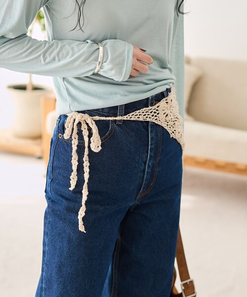 FREAK'S STORE（フリークスストア）の「インド マルチウェイ レース フラワークロシェスカーフ S（バンダナ/スカーフ・レディース・ブラック/ワインレッド/ベージュ・ﾌﾘ-）」の11枚目の写真