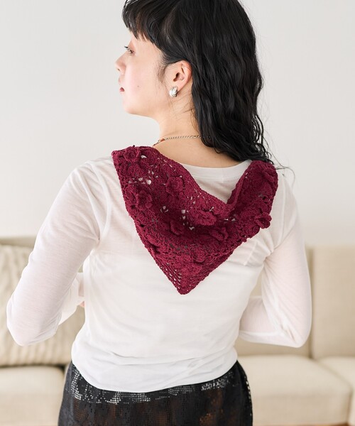 セール】インド マルチウェイ レース フラワークロシェスカーフ S