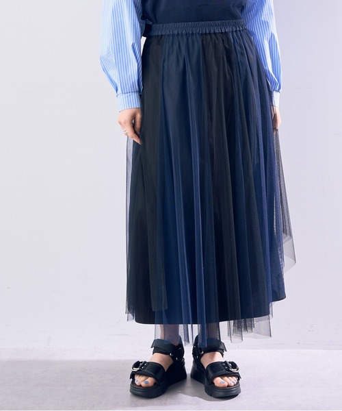Editt by YECCA VECCA(エディットバイイェッカヴェッカ)の「【2点SET】マルチwayチュールスカート(スカート・レディース・サックスブルー/ネイビー・FREE)」の1枚目の写真