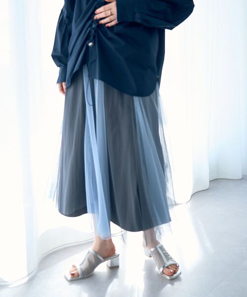 Editt by YECCA VECCA(エディットバイイェッカヴェッカ)の「【2点SET】マルチwayチュールスカート(スカート・レディース・サックスブルー/ネイビー・FREE)」の2枚目の写真