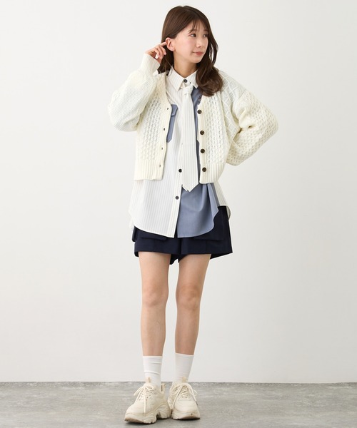 NICOLE CLUB(ニコル クラブ)の「ケーブルニットカーディガン(カーディガン/ボレロ・レディース・その他/ピンク/オフホワイト・FREE)」の19枚目の写真