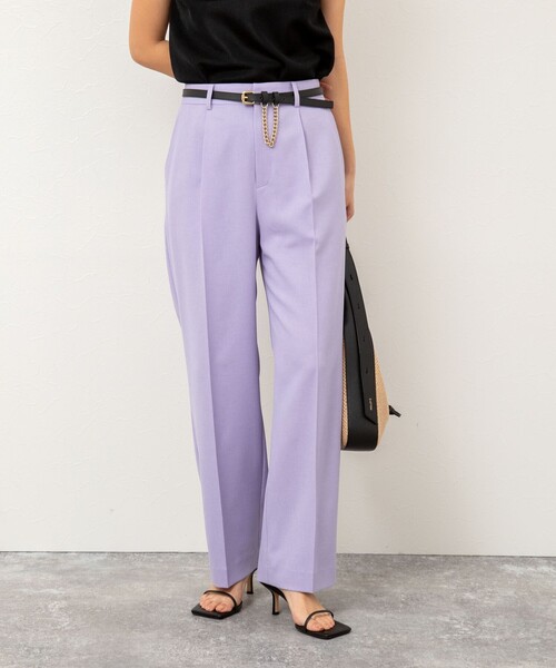 NOLLEY’S（ノーリーズ）の「《セットアップ対応》ウォッシャブル高機能麻調愛されワイドパンツ（その他パンツ・レディース・ネイビー/ベージュ/ラベンダー/ミント・34/40/38/36）」の4枚目の写真