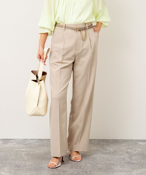 NOLLEY’S（ノーリーズ）の「《セットアップ対応》ウォッシャブル高機能麻調愛されワイドパンツ（その他パンツ・レディース・ネイビー/ベージュ/ラベンダー/ミント・34/40/38/36）」の2枚目の写真