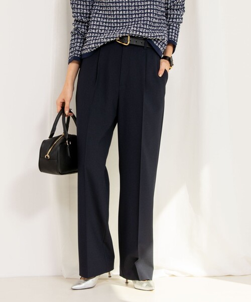 NOLLEY’S（ノーリーズ）の「《セットアップ対応》ウォッシャブル高機能麻調愛されワイドパンツ（その他パンツ・レディース・ネイビー/ベージュ/ラベンダー/ミント・34/40/38/36）」の3枚目の写真