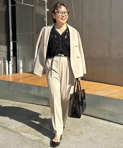 NOLLEY’S（ノーリーズ）の「《セットアップ対応》ウォッシャブル高機能麻調愛されワイドパンツ（その他パンツ・レディース・ネイビー/ベージュ/ラベンダー/ミント・34/40/38/36）」の5枚目の写真