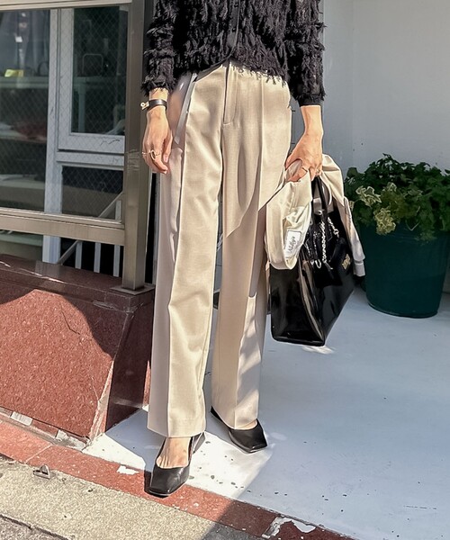 NOLLEY’S（ノーリーズ）の「《セットアップ対応》ウォッシャブル高機能麻調愛されワイドパンツ（その他パンツ・レディース・ネイビー/ベージュ/ラベンダー/ミント・34/40/38/36）」の7枚目の写真