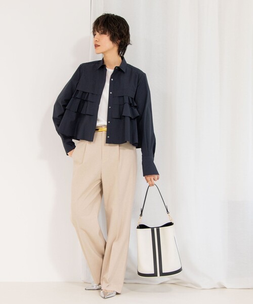 NOLLEY’S（ノーリーズ）の「《セットアップ対応》ウォッシャブル高機能麻調愛されワイドパンツ（その他パンツ・レディース・ネイビー/ベージュ/ラベンダー/ミント・34/40/38/36）」の12枚目の写真