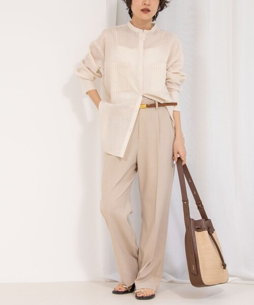 NOLLEY’S（ノーリーズ）の「《セットアップ対応》ウォッシャブル高機能麻調愛されワイドパンツ（その他パンツ・レディース・ネイビー/ベージュ/ラベンダー/ミント・34/40/38/36）」の14枚目の写真