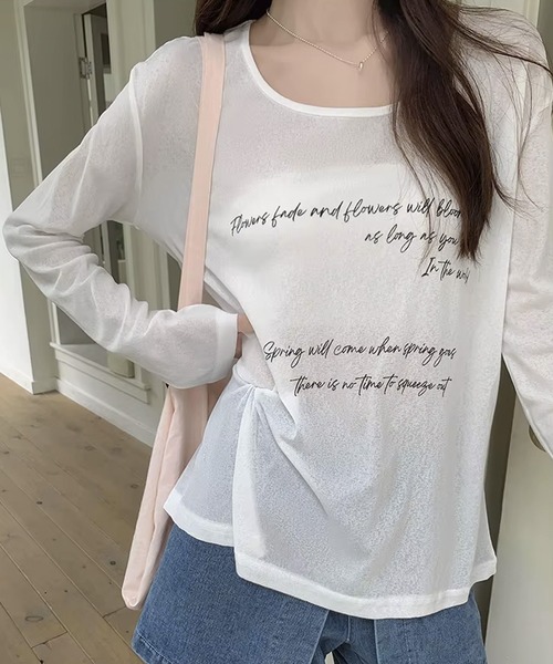 ALTROSE(アルトローズ)の「シアー ロゴ オーバーサイズ プリント ロンT(Tシャツ/カットソー・レディース・ブラック/ホワイト・FREE)」の9枚目の写真